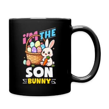 Joyeuse Pâques, douce chasse aux œufs du lapin, œufs de Pâques - Mug uni - noir - Droite
