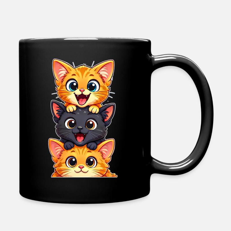 Trio de Chatons Joyeux Empilés - Mug uni - noir