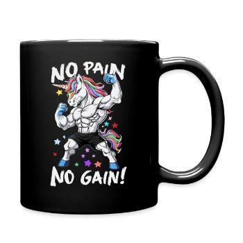 Powerful Unicorn No Pain No Gain Fitness - Full Colour Mug - black - Right
