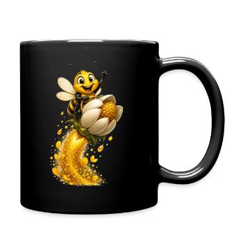 abeille, apiculteur, nid d’abeille, fleurs, insecte des prairies, - Mug uni - noir - Droite