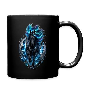 Cheval de cristal de lune – Conception du cheval cosmique - Mug uni - noir - Droite