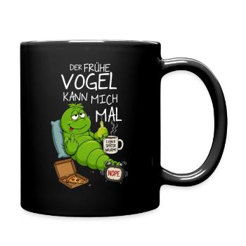 Der frühe Wurm kann mich mal - Tasse einfarbig - Schwarz - Rechts