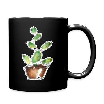 Small green cactus - Full Colour Mug - black - Right