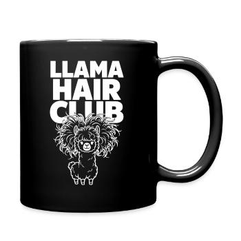 Llama Hair Club mit zotteligem Lama - Tasse einfarbig - Schwarz - Rechts