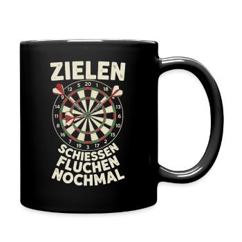 Zielen Schießen Fluchen Noch Mal - Tasse einfarbig - Schwarz - Rechts