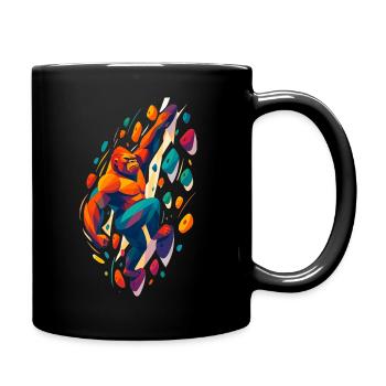 Gorilla Bouldering: Abstract Climbing Design - Full Colour Mug - black - Right