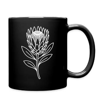 Minimalist Protea Line Flower - Full Colour Mug - black - Right