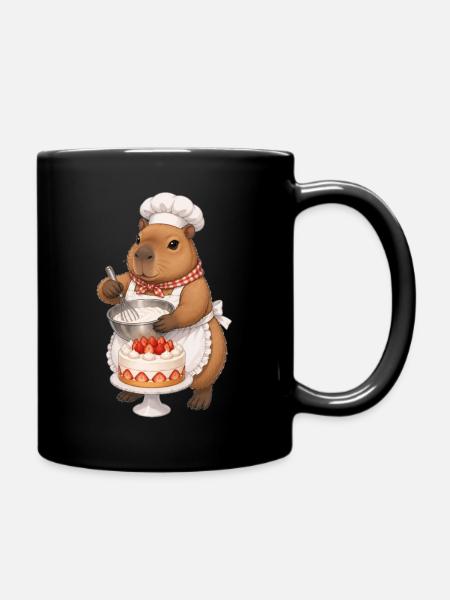 Capybara beim Backen - Tasse einfarbig - Schwarz