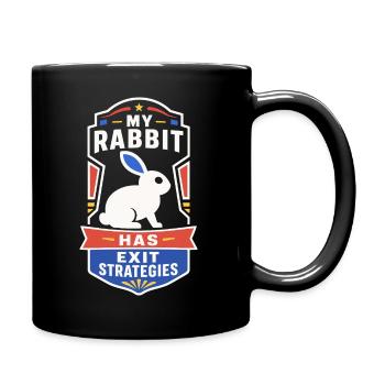 Kaninchen mit Exit-Strategie - Tasse einfarbig - Schwarz - Rechts