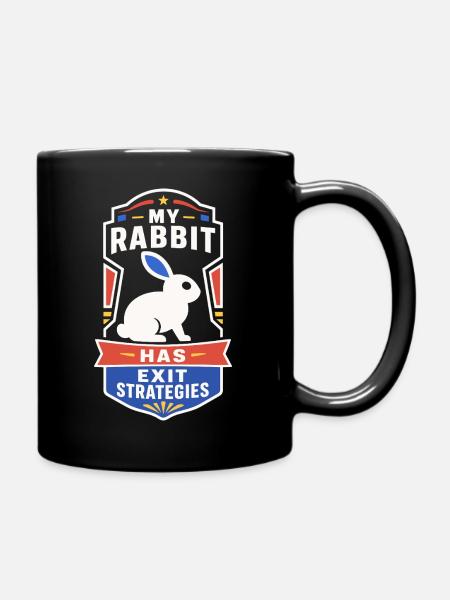 Kaninchen mit Exit-Strategie - Tasse einfarbig - Schwarz