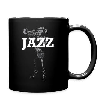 Affe spielt Trompete - Tasse einfarbig - Schwarz - Rechts
