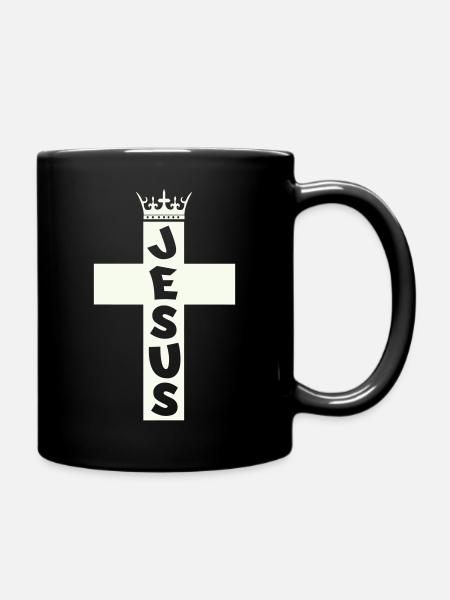 Jesus Kreuz Krone Grafik - Tasse einfarbig - Schwarz