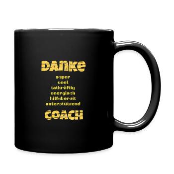 Danke - Helden - coach - Geschenkidee - Trainer - Tasse einfarbig - Schwarz - Rechts