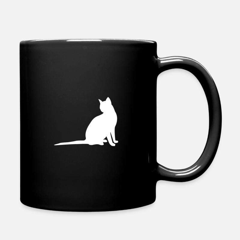 White Cat - Full Colour Mug - black