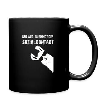 Geh weg du unnötiger Sozialkontakt LAMA ALPAKA - Tasse einfarbig - Schwarz - Rechts