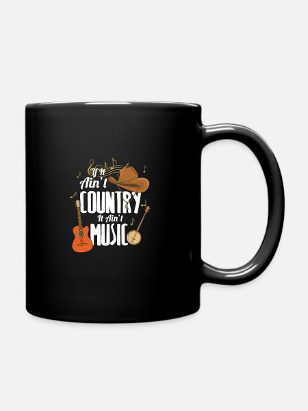 Country Music T-Shirt, Cowboyhut Gitarre Country - Tasse einfarbig - Schwarz