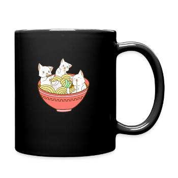 Kawaii Anime Cat Japanese Ramen Noodles - Cute - Tasse einfarbig - Schwarz - Rechts