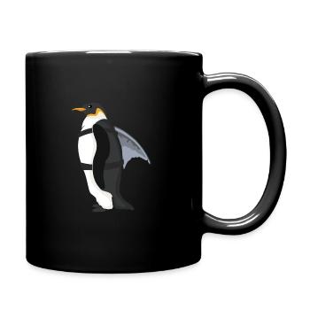Funny penguin with shark fin - Full Colour Mug - black - Right