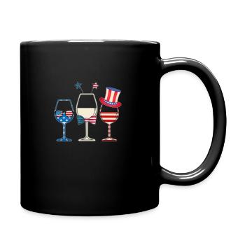 3 Glasses Fourth Of July Version - Full Colour Mug - black - Right