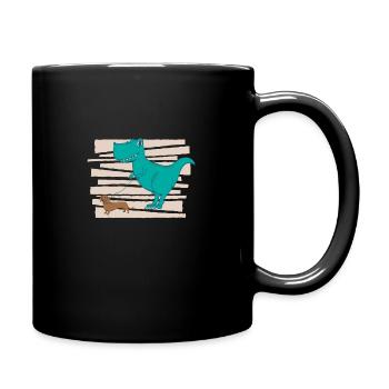 Weiner Dog Dachshund T Rex Dinosaur - Full Colour Mug - black - Right