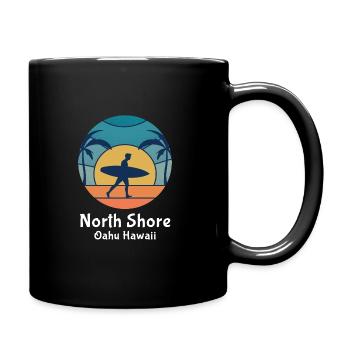 North Shore Oahu Hawaii Surfing Surfer Vintage Sun - Full Colour Mug - black - Right