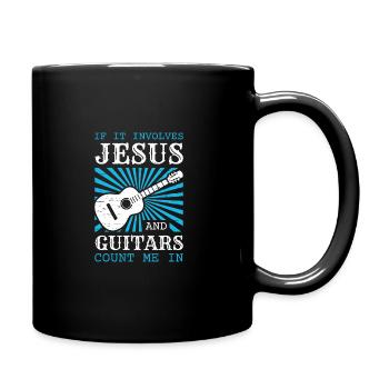 If It Involves Jesus And Guitars Count Me In for - Full Colour Mug - black - Right