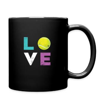 Retro Love Tennis | Tennis - Tasse einfarbig - Schwarz - Rechts