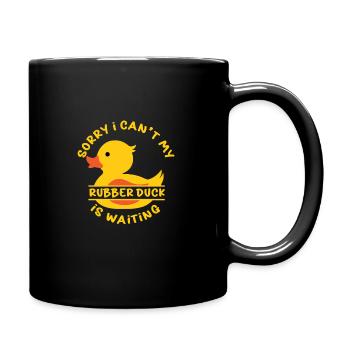 Gummiente Gummienten Entenliebhaber Badezimmer - Tasse einfarbig - Schwarz - Rechts