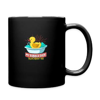 Gummiente Gummienten Entenliebhaber Badezimmer - Tasse einfarbig - Schwarz - Rechts