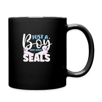 seal animal wilderness animals seals cute baby sea - Tasse einfarbig - Schwarz - Rechts