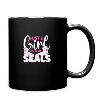 seal animal wilderness animals seals cute baby sea - Tasse einfarbig - Schwarz - Rechts