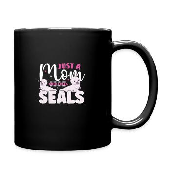 seal animal wilderness animals seals cute baby sea - Tasse einfarbig - Schwarz - Rechts