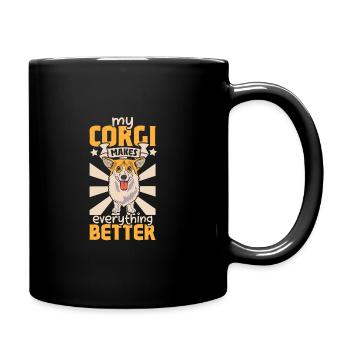 chien gallois corgi animal de compagnie chien amoureux chiot - Mug uni - noir - Droite