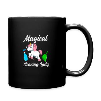 Einhorn-Putzfrau - Tasse einfarbig - Schwarz - Rechts