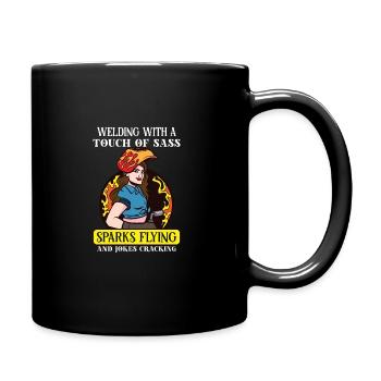 Female Welder Funny - Full Colour Mug - black - Right