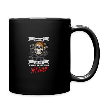 Skeleton Mechanic Horror Garage Funny Bones Spooky - Full Colour Mug - black - Right