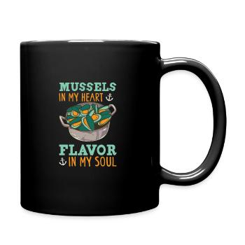 Miesmuscheln Meeresfrüchte Schalentiere - Tasse einfarbig - Schwarz - Rechts
