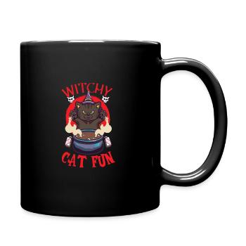 Katze Hexe Okkult Gothic Dunkel Satanisch - Tasse einfarbig - Schwarz - Rechts