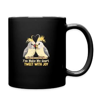 Valentinstag Turteltauben Vogelmotiv Romantisch - Tasse einfarbig - Schwarz - Rechts