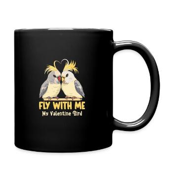 Valentinstag Turteltauben Vogelmotiv Romantisch - Tasse einfarbig - Schwarz - Rechts