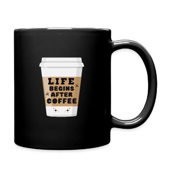 Funny Caffeine Lovers Life Begins After Coffee - Full Colour Mug - black - Right
