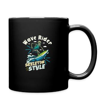 Lustiger Surfer, Der Skelett-strand-stoke-brandung - Tasse einfarbig - Schwarz - Rechts