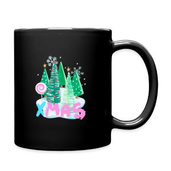 Christmas Xmas Tannenbaum Design - Tasse einfarbig - Schwarz - Rechts