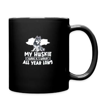 Chien de traîneau Huskie Alaska Sports d’hiver - Mug uni - noir - Droite