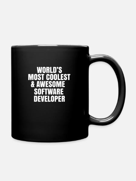 Worlds most coolest and awesome software developer - Full Colour Mug - black