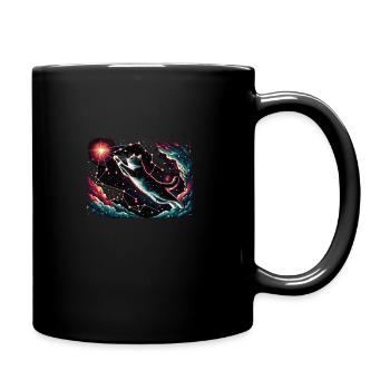 Katze Astronaut Astronomie Äußeres Sonnensystem - Tasse einfarbig - Schwarz - Rechts