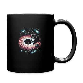Katze Astronaut Astronomie Äußeres Sonnensystem - Tasse einfarbig - Schwarz - Rechts