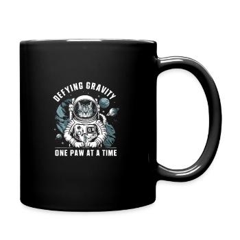 Katze Astronaut Astronomie Äußeres Sonnensystem - Tasse einfarbig - Schwarz - Rechts