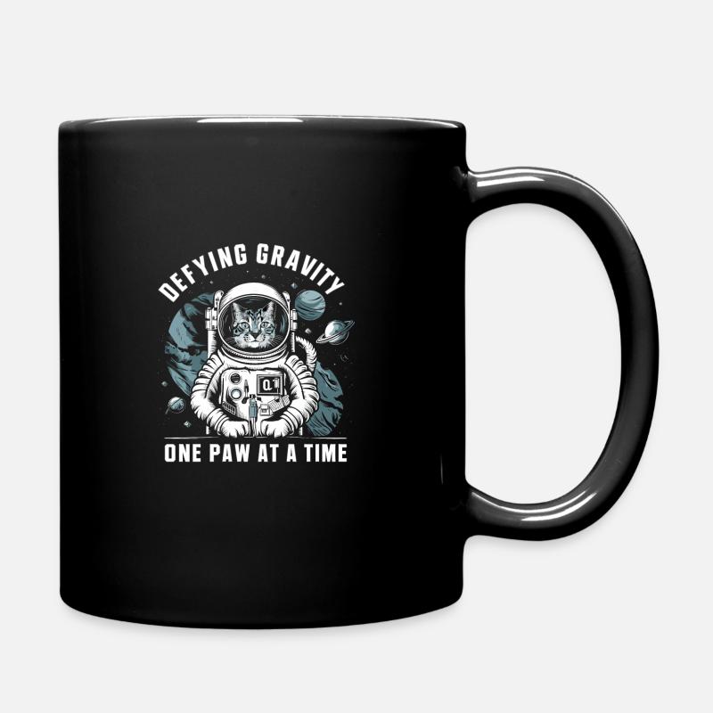 Katze Astronaut Astronomie Äußeres Sonnensystem - Tasse einfarbig - Schwarz