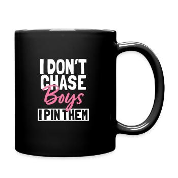 Ich jage keine Jungs, ich stecke sie fest - Tasse einfarbig - Schwarz - Rechts